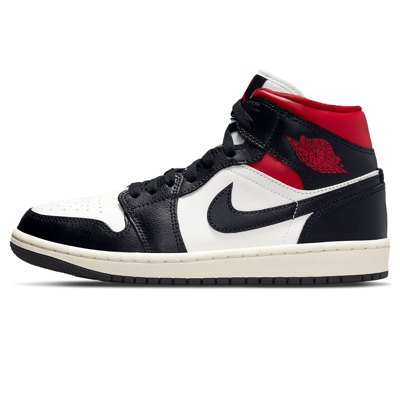 Air Jordan 1 Mid Wmns 'Black Sail Gym Red'