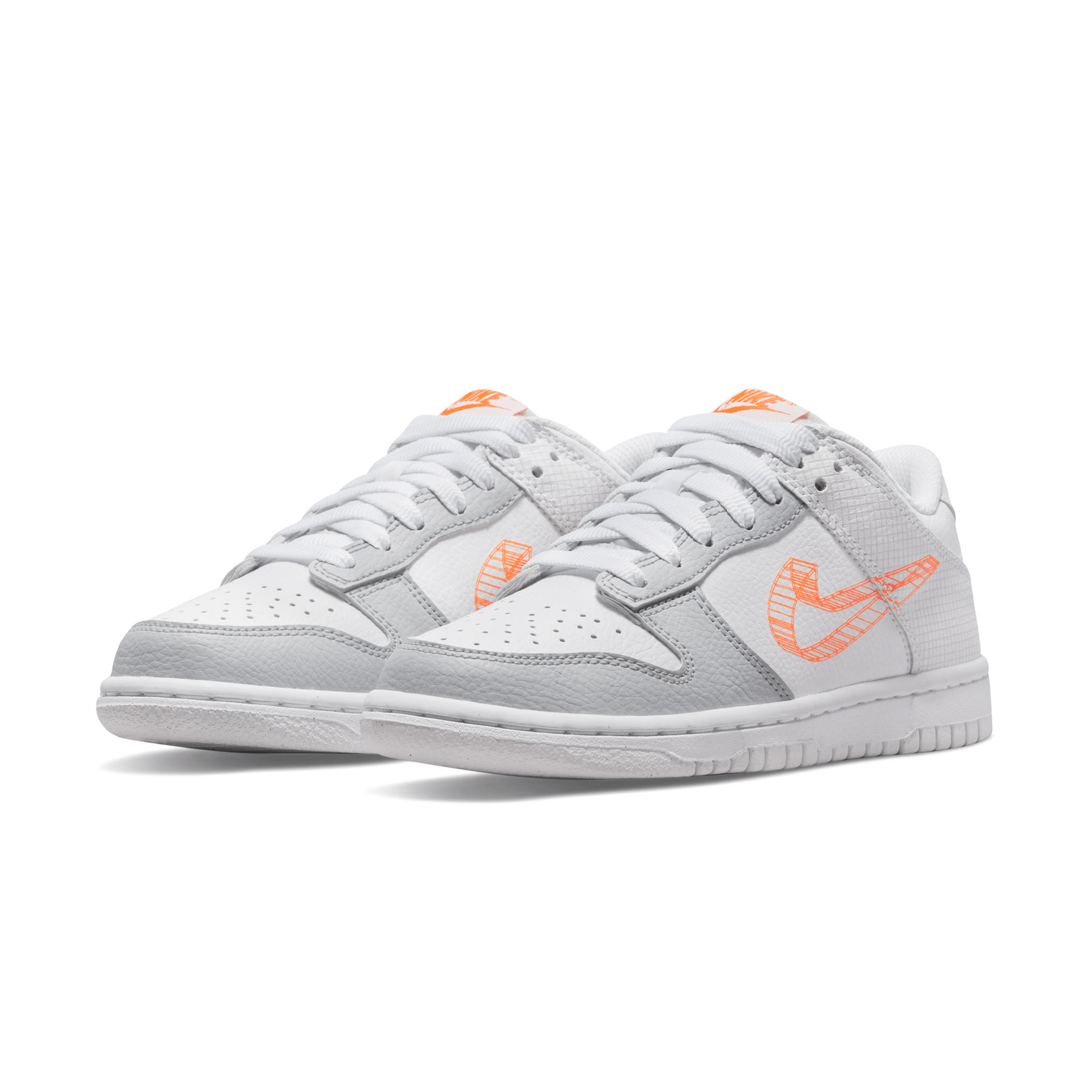 Nike Dunk Low GS 3D Swoosh White Grey